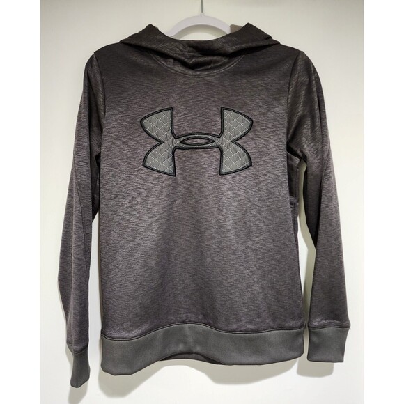 Under Armour Mens ColdGear Pullover Hoodie Sweatshirt Grayish Brown Logo Size S - Picture 2 of 9